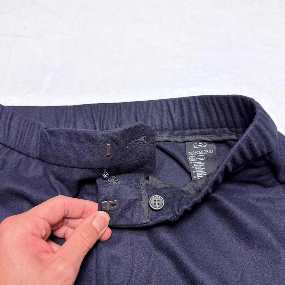 COS Wool Cashmere Trousers Men's EUR 46 30 31 S-M Navy Blue Elastic Waist